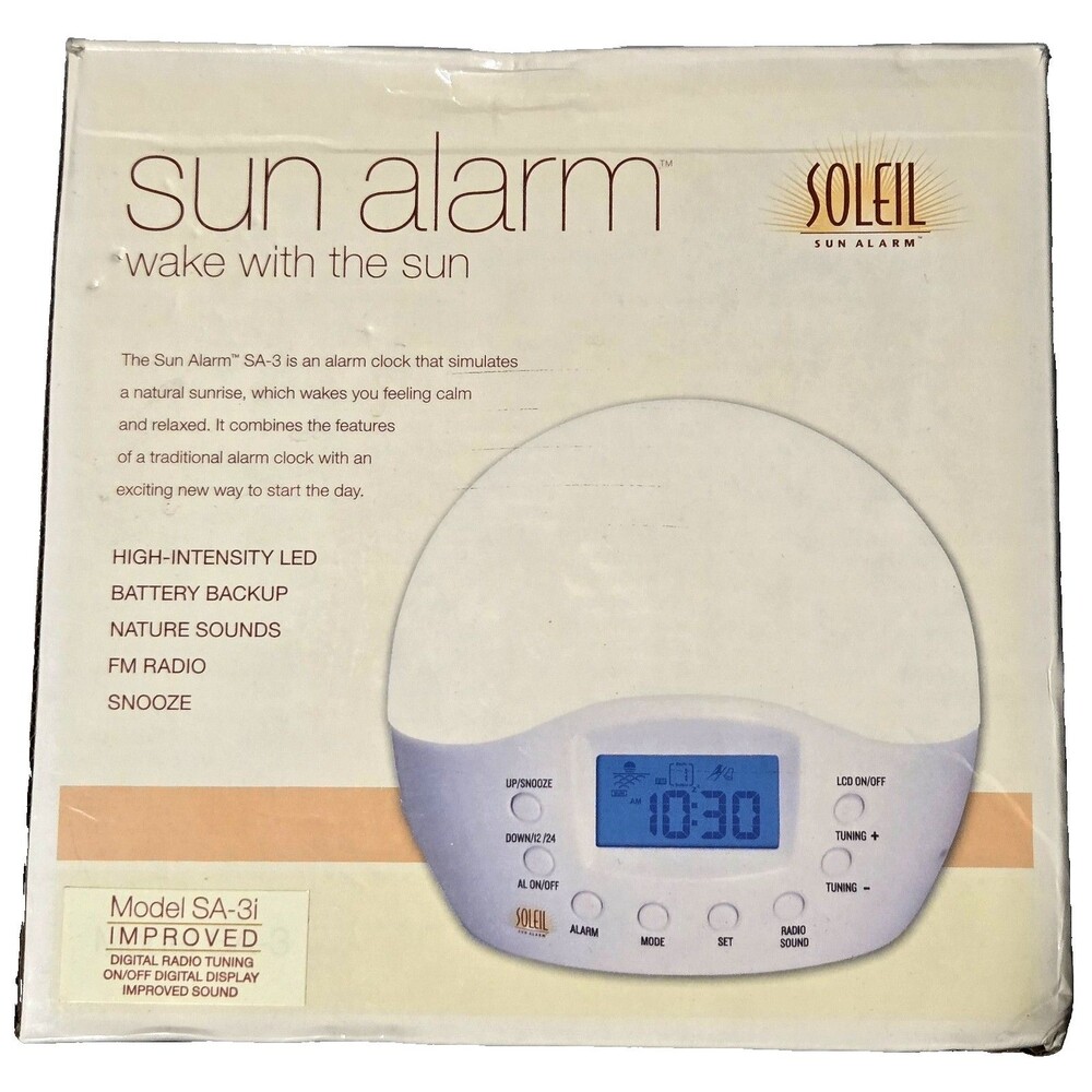 Soleil Sun Alarm Clock Radio SA-3i Wake With The Sun LED Nature Sounds FM Snooze